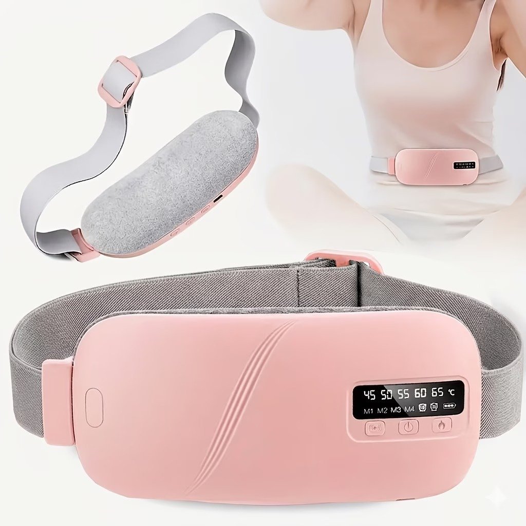 USB Rechargeable Menstrual Heating Pad, Electric Heating Belt with Vibration Massage